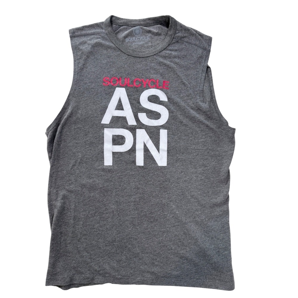 SoulCycle Aspen Muscle Tank Mens Medium Gray Sleeveless Graphic T-Shirt 5099BP‎